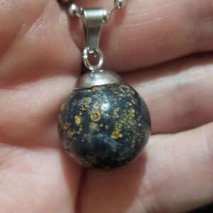 Starry Agate Sphere Orb Pendant Necklace